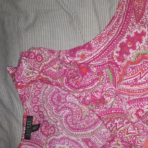 😊2X T shirt Rhalf Lauren pink/white/green - Picture 2 of 2